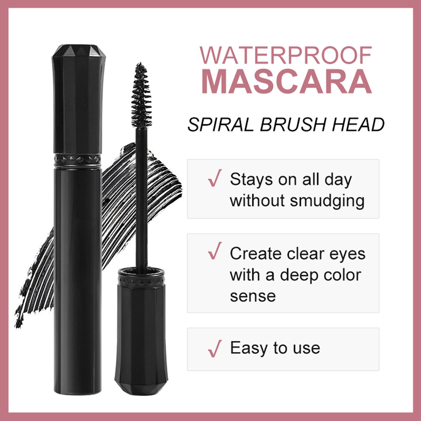 MA "Shine Bright Like a Diamond" Waterproof Mascara – Intense Black, Smudge-Free, Oil-Free