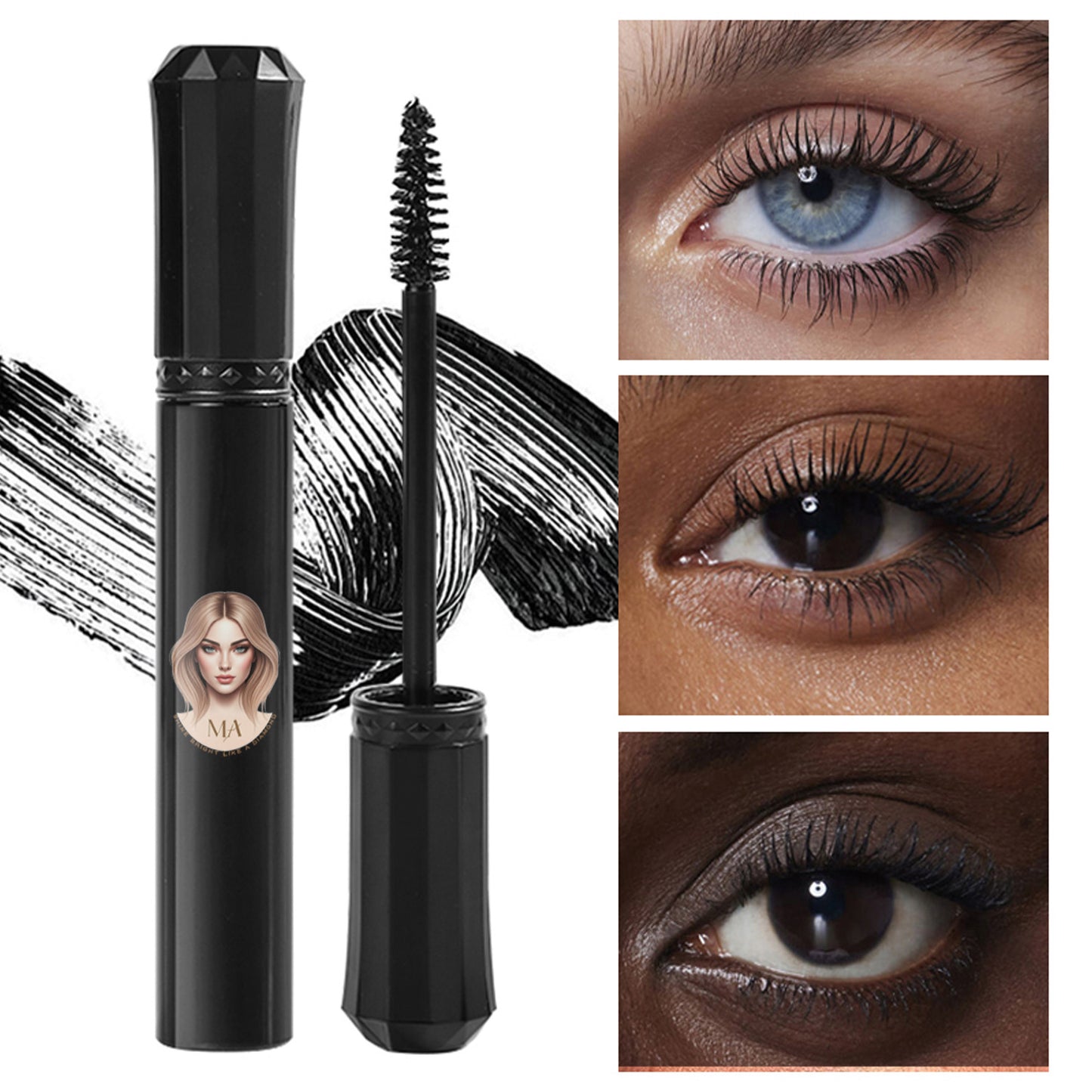 MA "Shine Bright Like a Diamond" Waterproof Mascara – Intense Black, Smudge-Free, Oil-Free